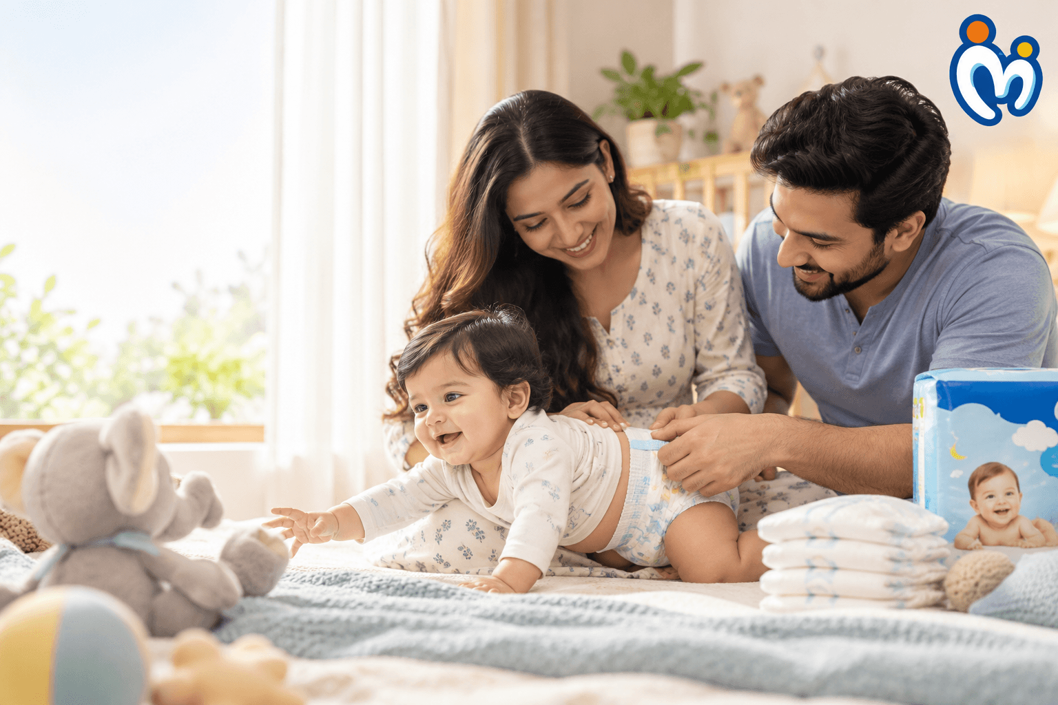Diaper size chart showing signs your baby needs a larger size.
